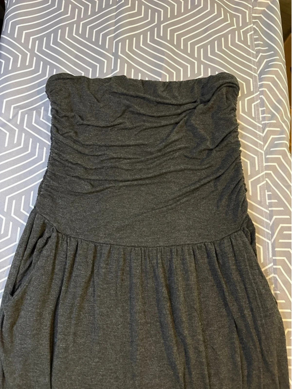 EGS Charcoal Gray Strapless Tube Top Maxi Dress with Pockets